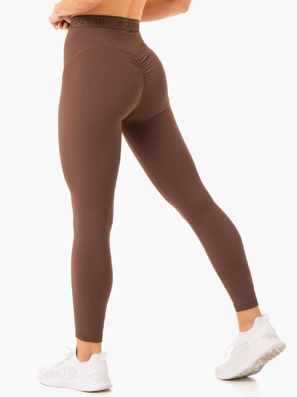 Chocolate Women\'s Ryderwear Level Up High Waisted Scrunch Leggings | 102IV74369