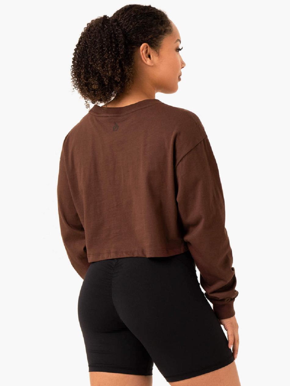 Chocolate Women's Ryderwear Level Up Long Sleeve T-Shirt Top | ES6786758