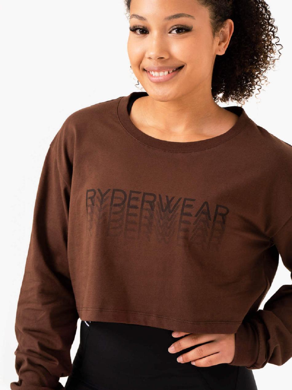 Chocolate Women's Ryderwear Level Up Long Sleeve T-Shirt Top | ES6786758