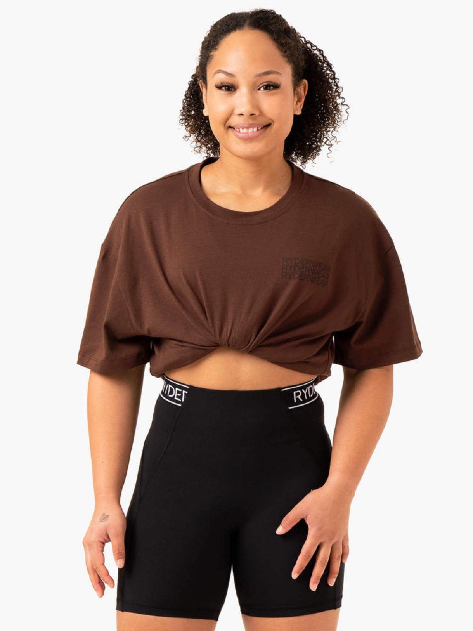 Chocolate Women's Ryderwear Level Up Oversized T-Shirt Top | DF6897093