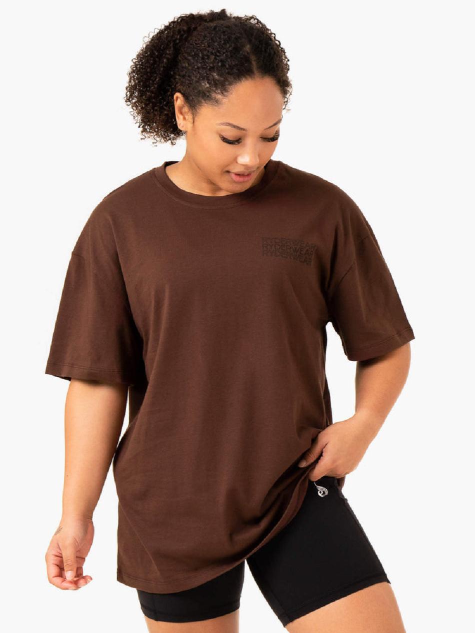 Chocolate Women's Ryderwear Level Up Oversized T-Shirt Top | DF6897093