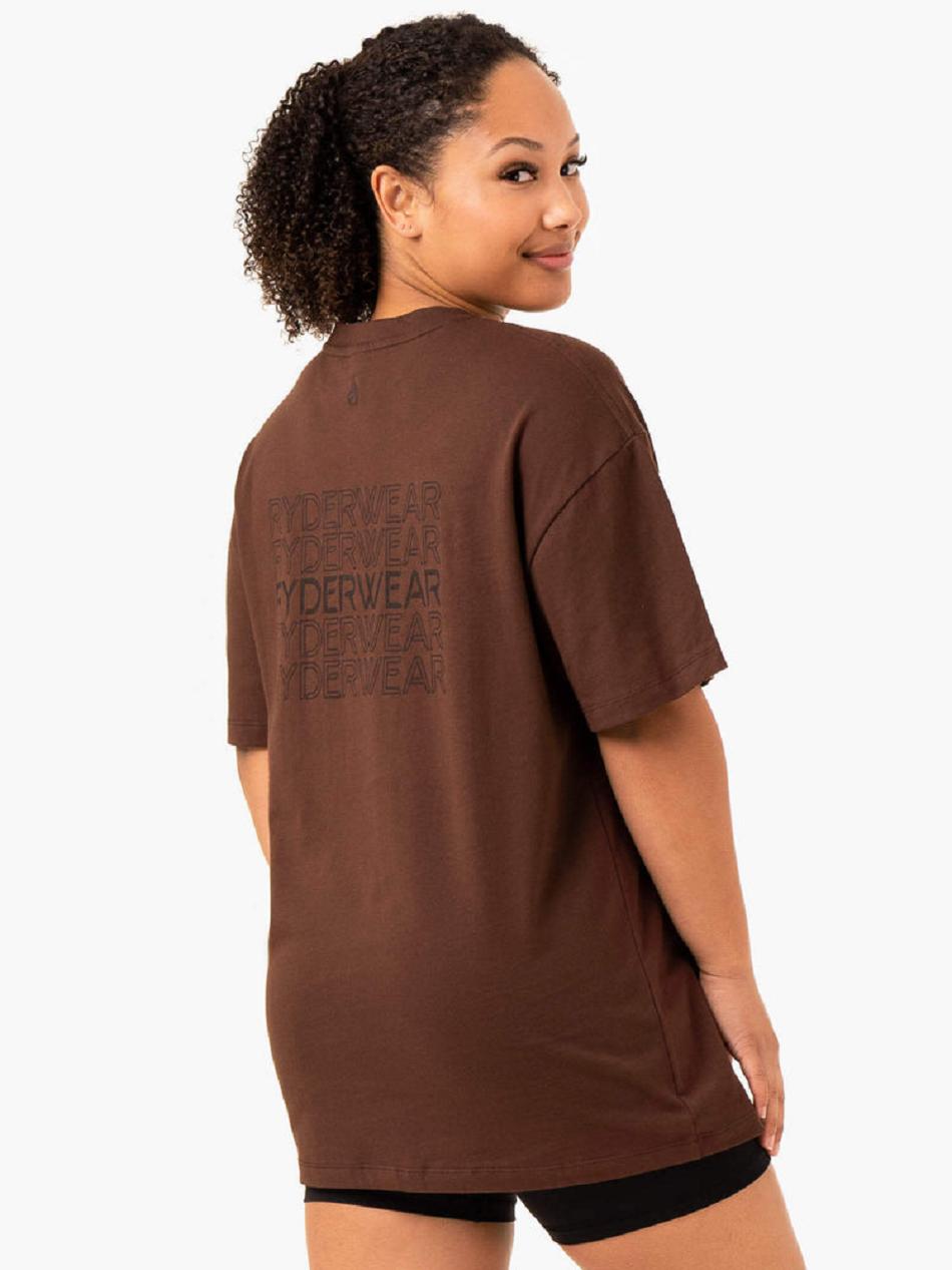 Chocolate Women's Ryderwear Level Up Oversized T-Shirt Top | DF6897093