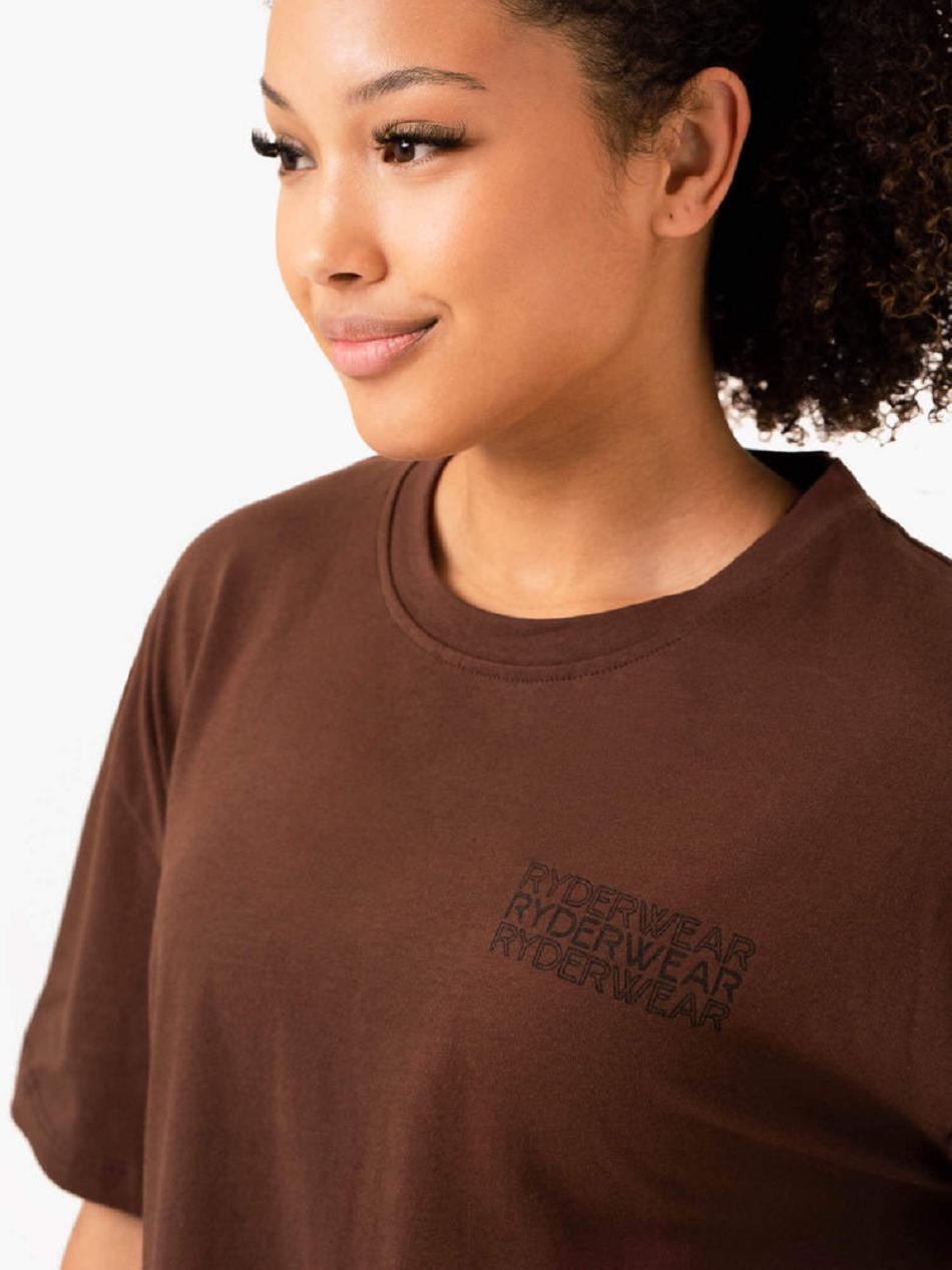 Chocolate Women's Ryderwear Level Up Oversized T-Shirt Top | DF6897093