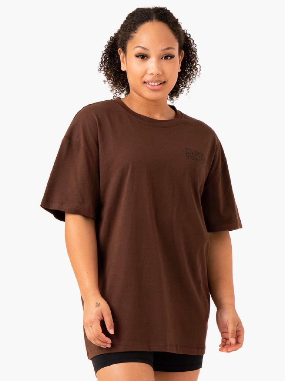 Chocolate Women\'s Ryderwear Level Up Oversized T-Shirt Top | DF6897093