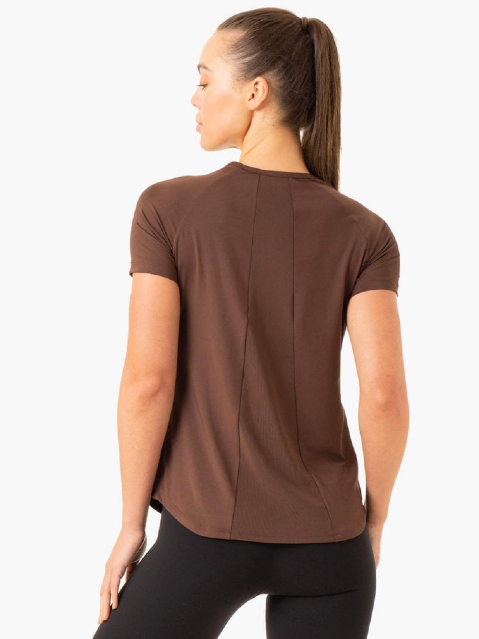 Chocolate Women's Ryderwear Level Up Training T-Shirt Top | 67SB78976