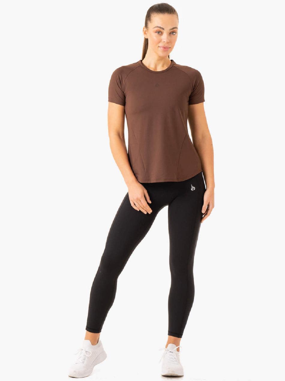 Chocolate Women's Ryderwear Level Up Training T-Shirt Top | 67SB78976