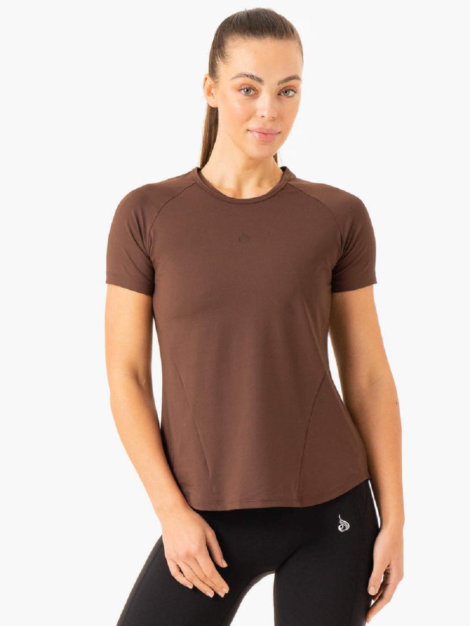 Chocolate Women\'s Ryderwear Level Up Training T-Shirt Top | 67SB78976