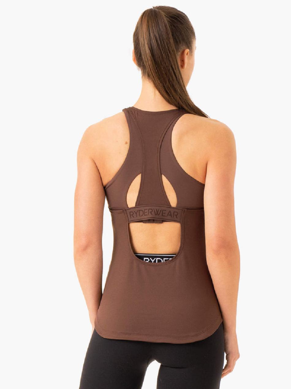 Chocolate Women's Ryderwear Level Up Training Tank Top | 68JF38940