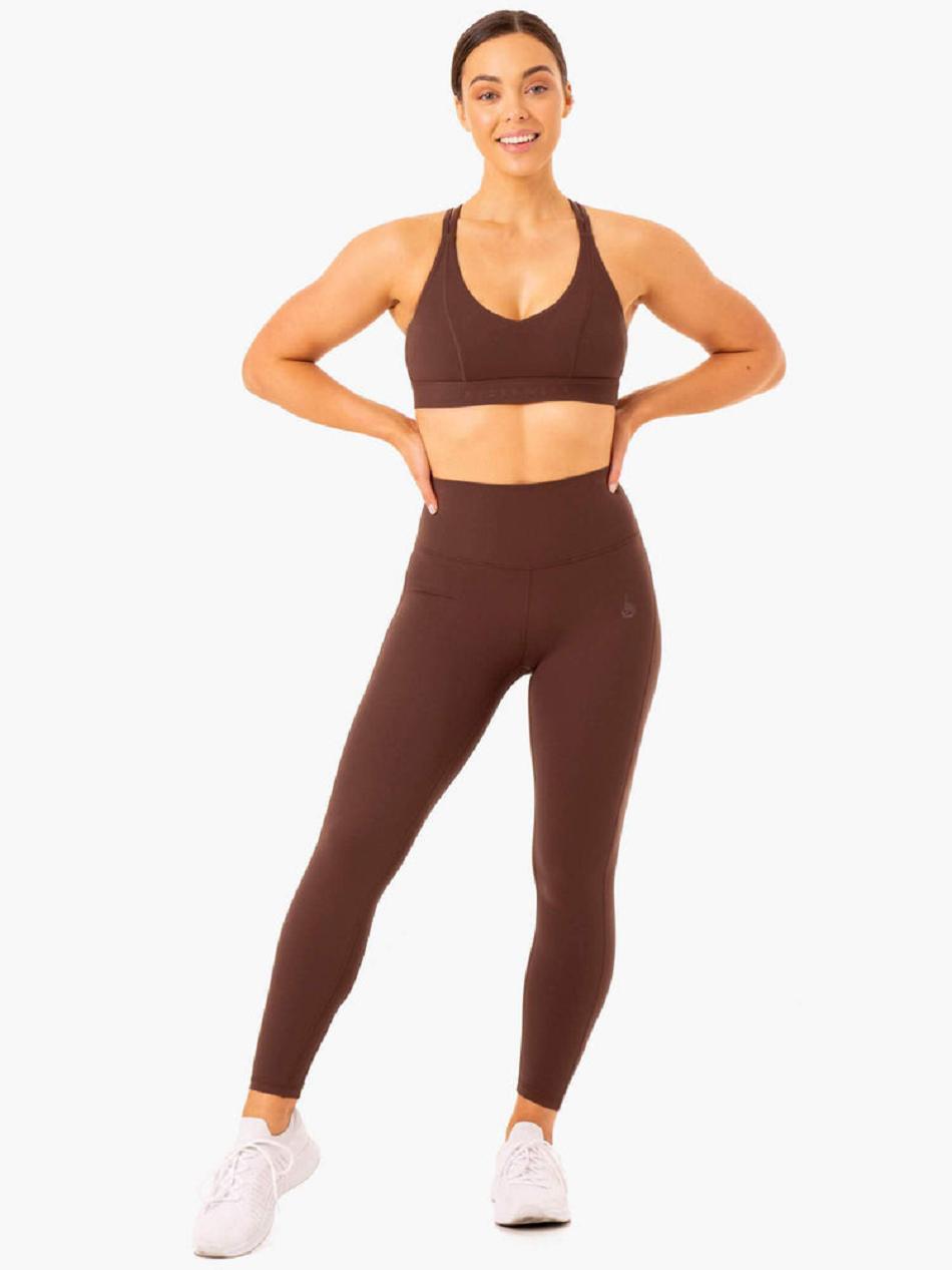 Chocolate Women's Ryderwear NKD Align Leggings | 40FE96817