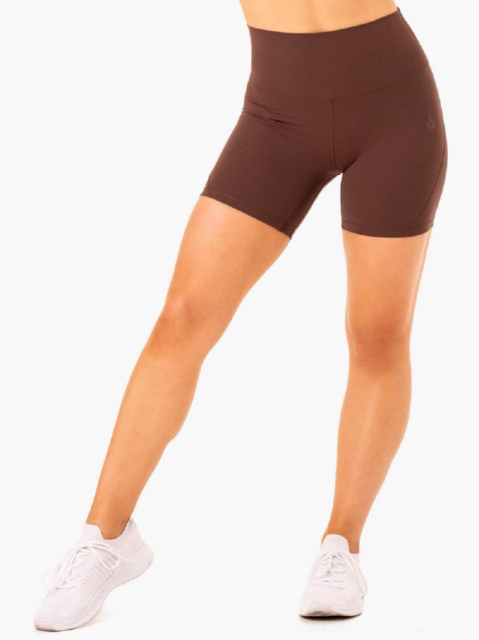 Chocolate Women's Ryderwear NKD Align Shorts | REH22396