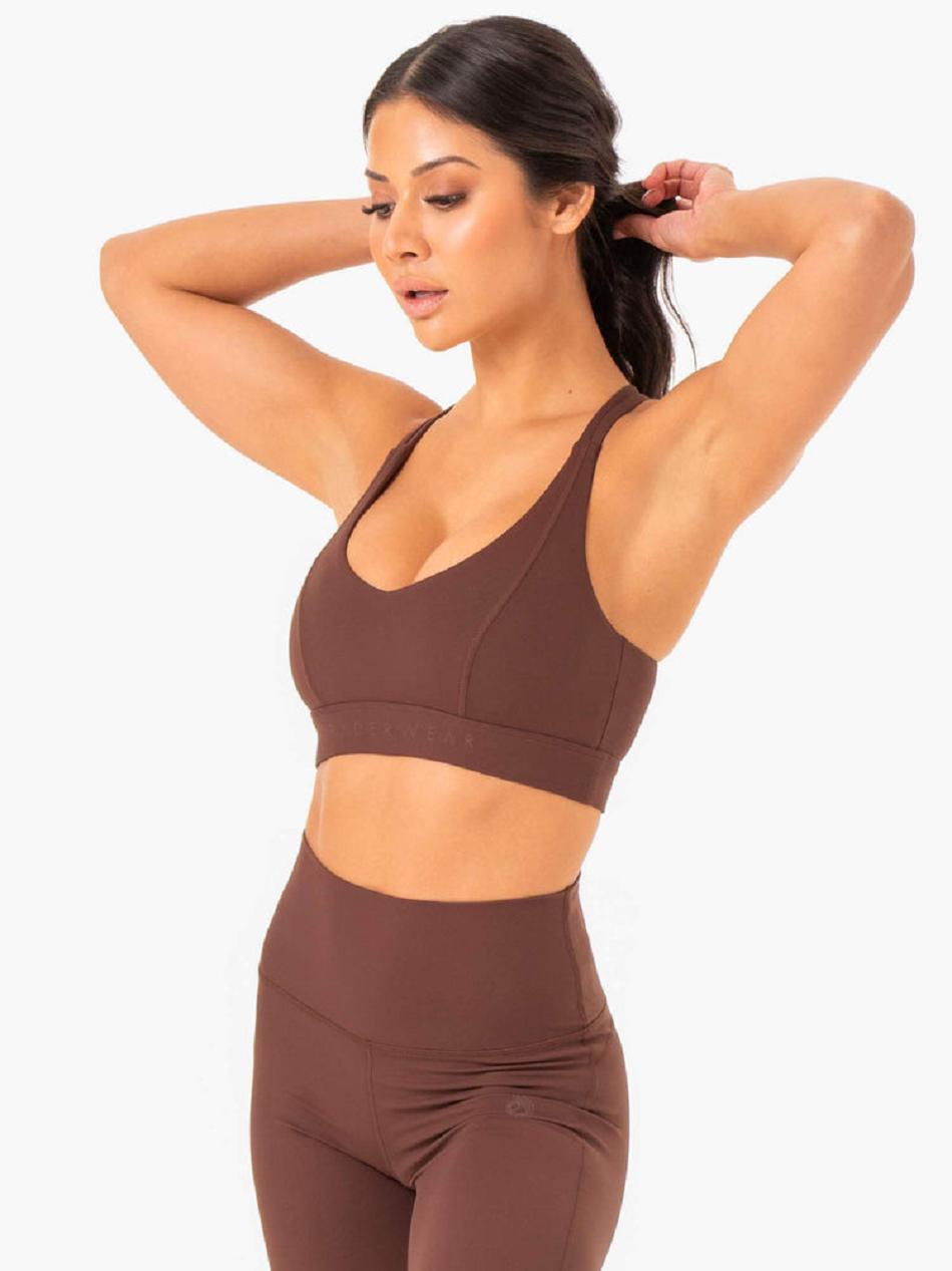 Chocolate Women's Ryderwear NKD Align Sports Bras | 130DF16460