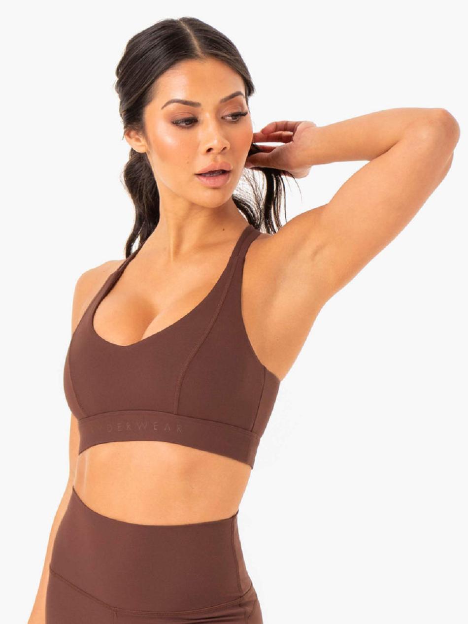 Chocolate Women's Ryderwear NKD Align Sports Bras | 130DF16460