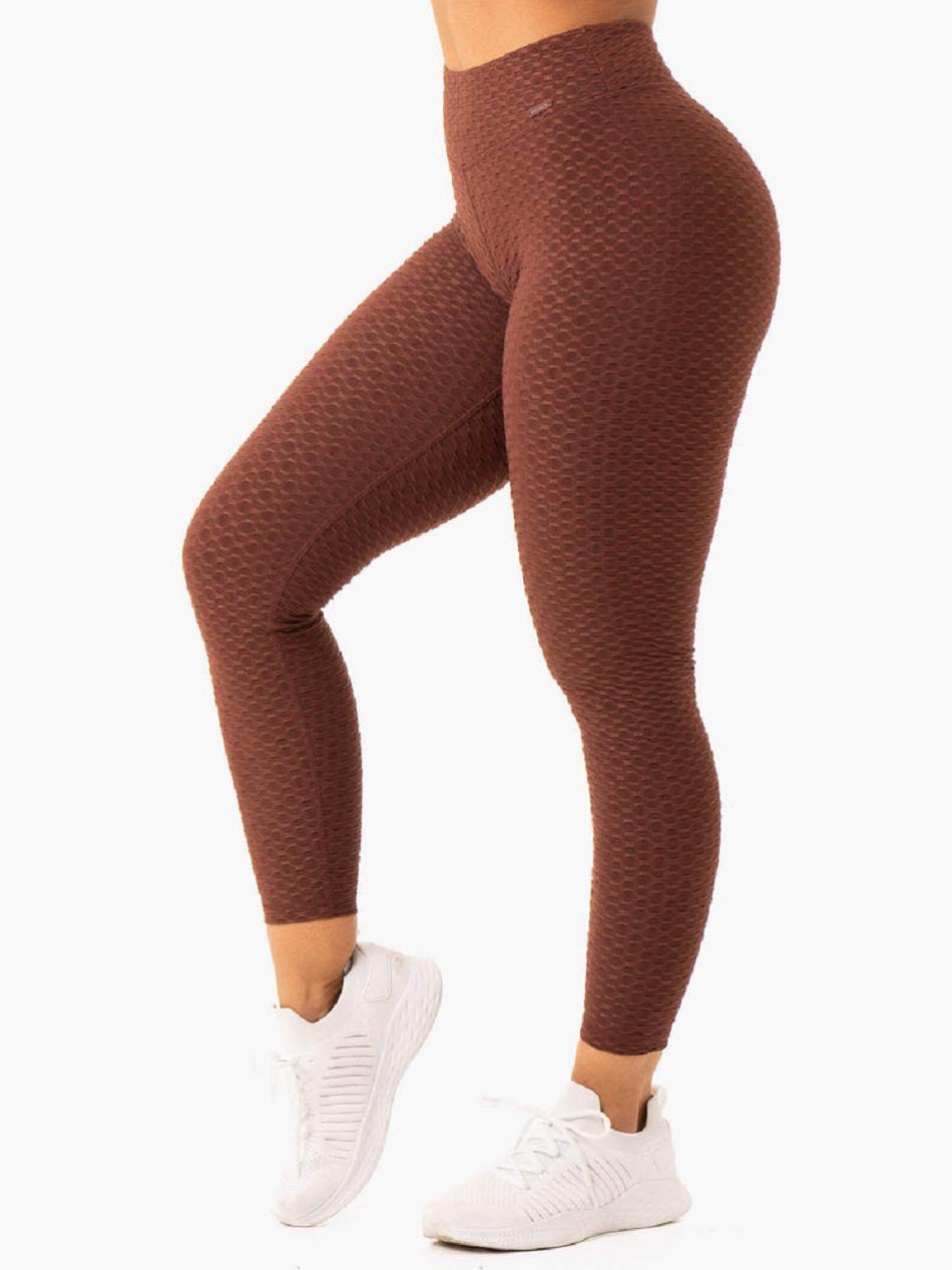 Chocolate Women's Ryderwear Optic Scrunch Bum Leggings | 89T87938