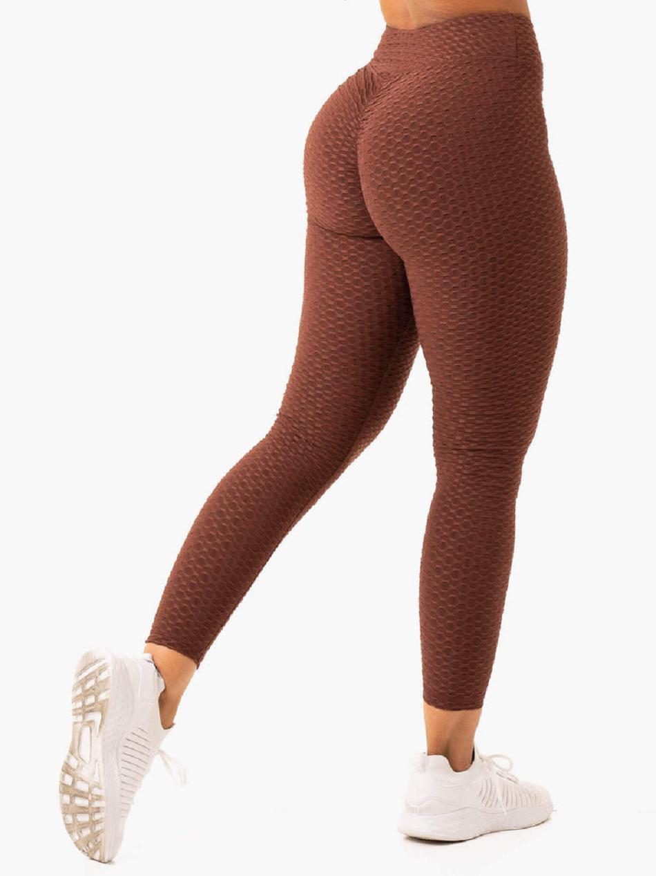 Chocolate Women's Ryderwear Optic Scrunch Bum Leggings | 89T87938