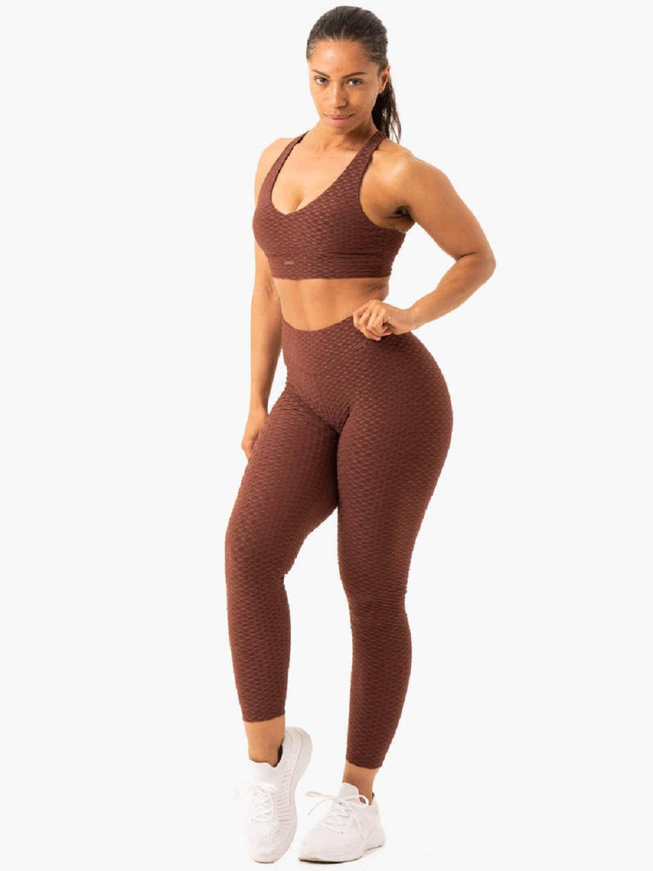 Chocolate Women's Ryderwear Optic Scrunch Bum Leggings | 89T87938