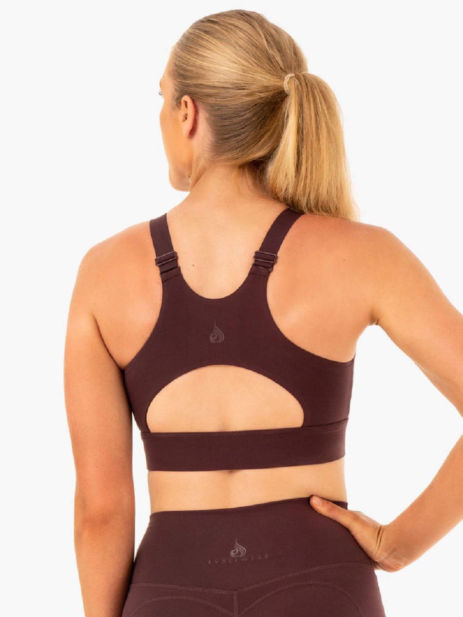 Chocolate Women's Ryderwear Reset High Impact Sports Bras | 104T87270