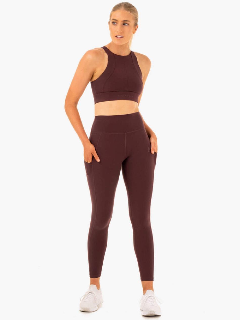 Chocolate Women's Ryderwear Reset High Impact Sports Bras | 104T87270