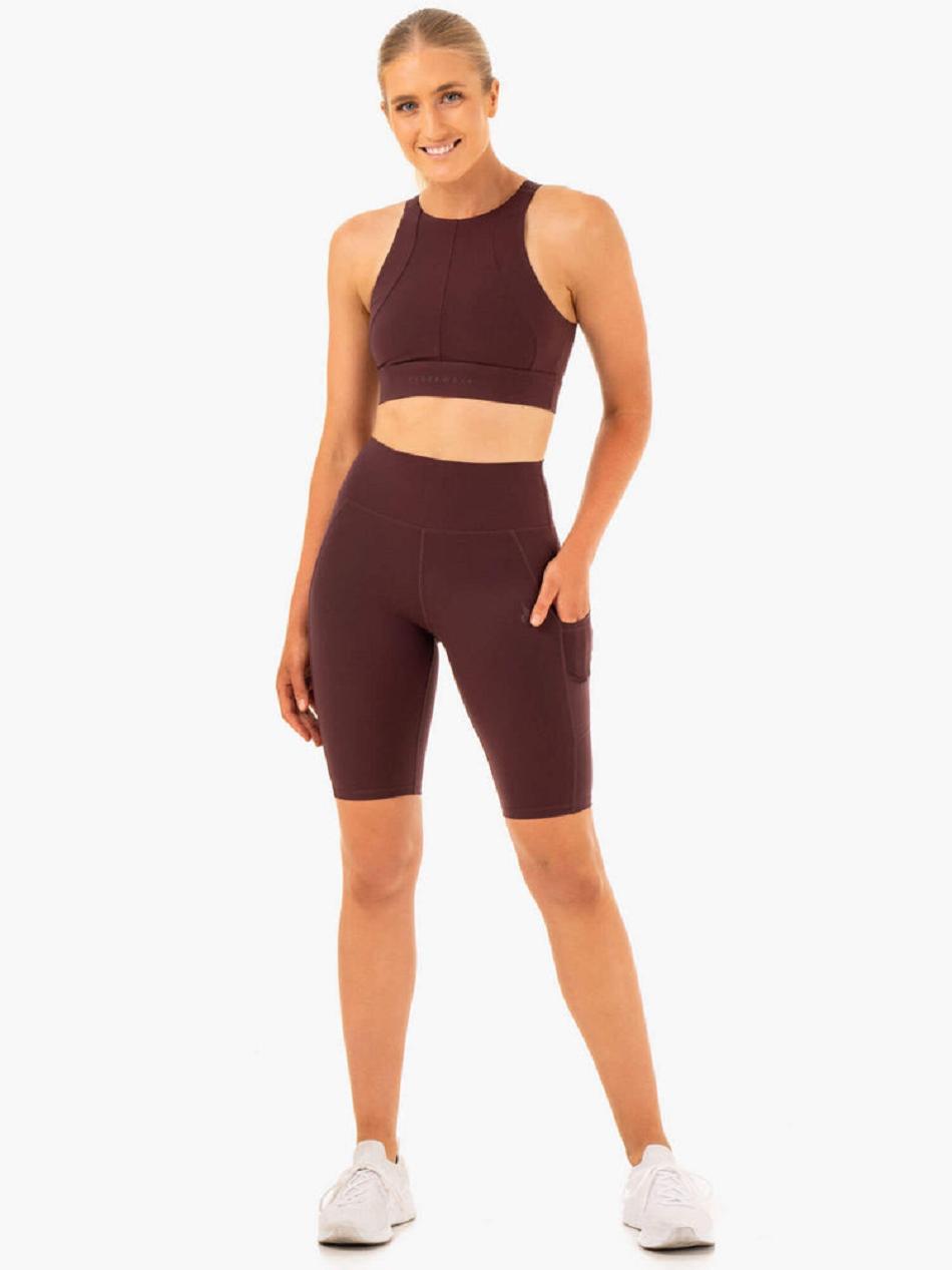 Chocolate Women's Ryderwear Reset High Impact Sports Bras | 104T87270