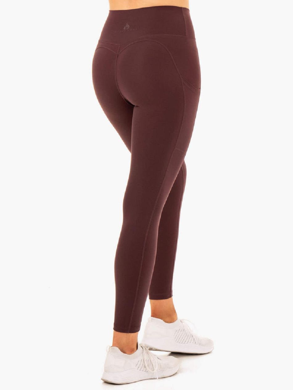 Chocolate Women's Ryderwear Reset High Waisted Pocket Leggings | 45GA77489