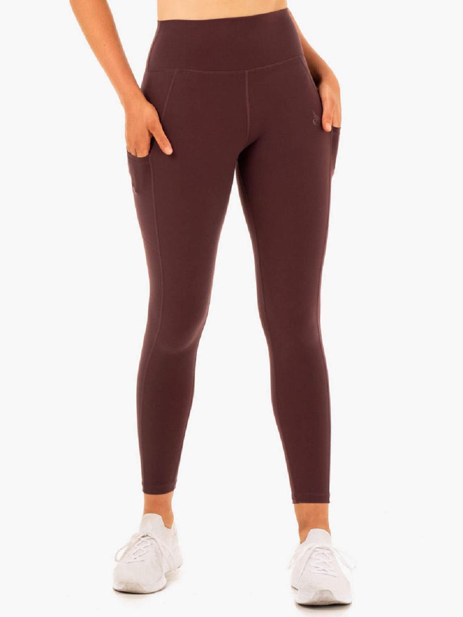 Chocolate Women's Ryderwear Reset High Waisted Pocket Leggings | 45GA77489