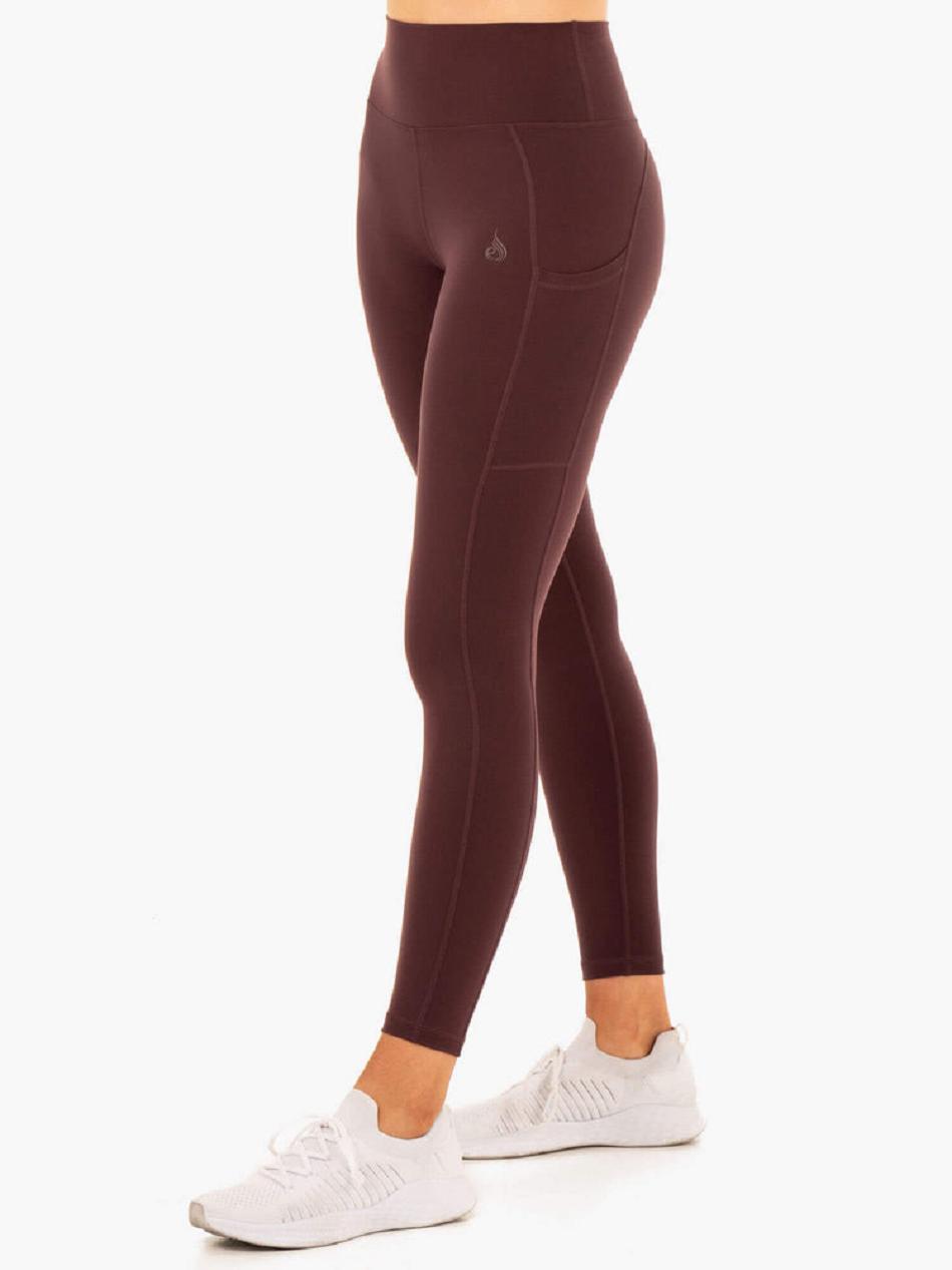 Chocolate Women's Ryderwear Reset High Waisted Pocket Leggings | 45GA77489