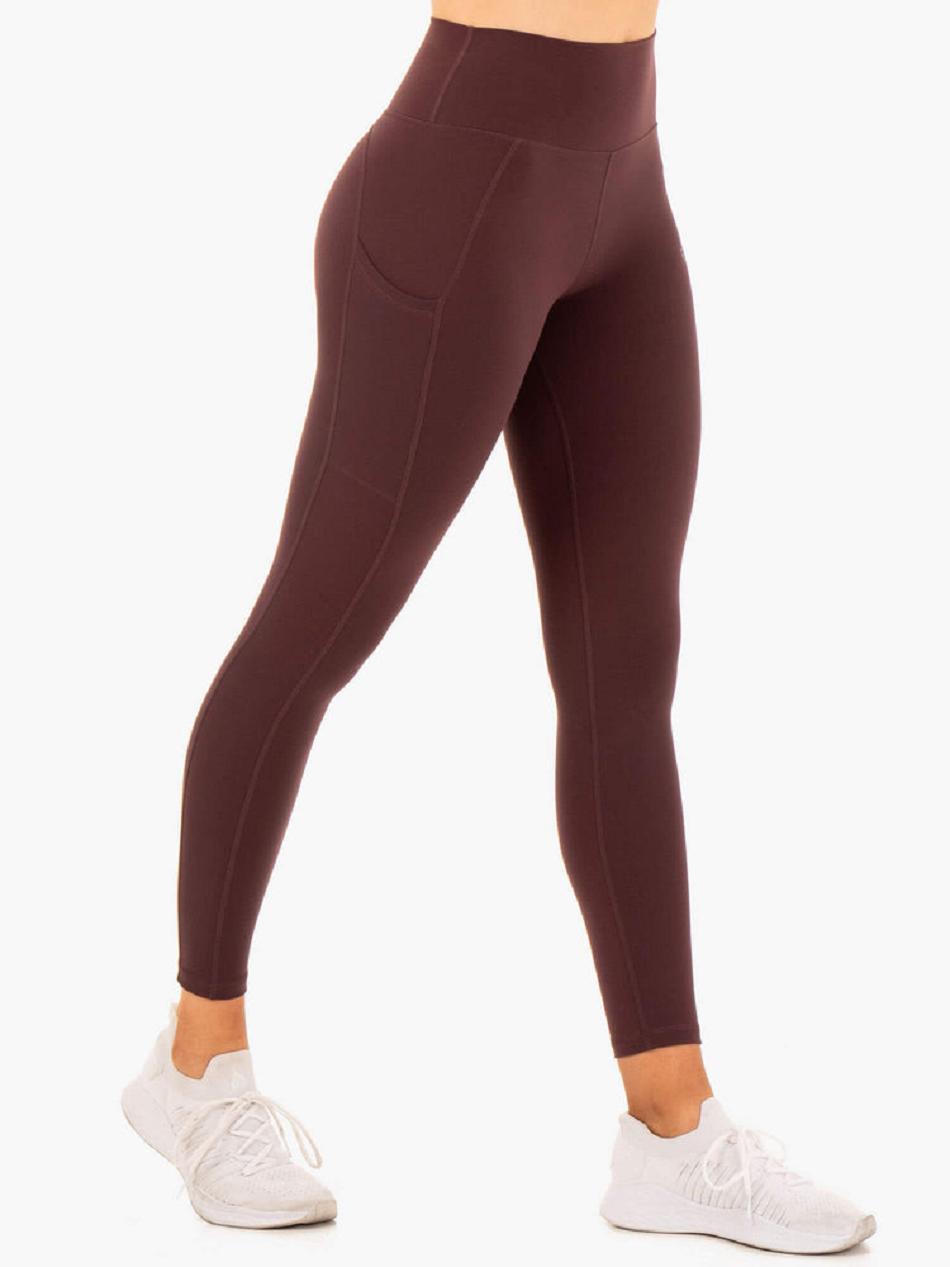 Chocolate Women\'s Ryderwear Reset High Waisted Pocket Leggings | 45GA77489