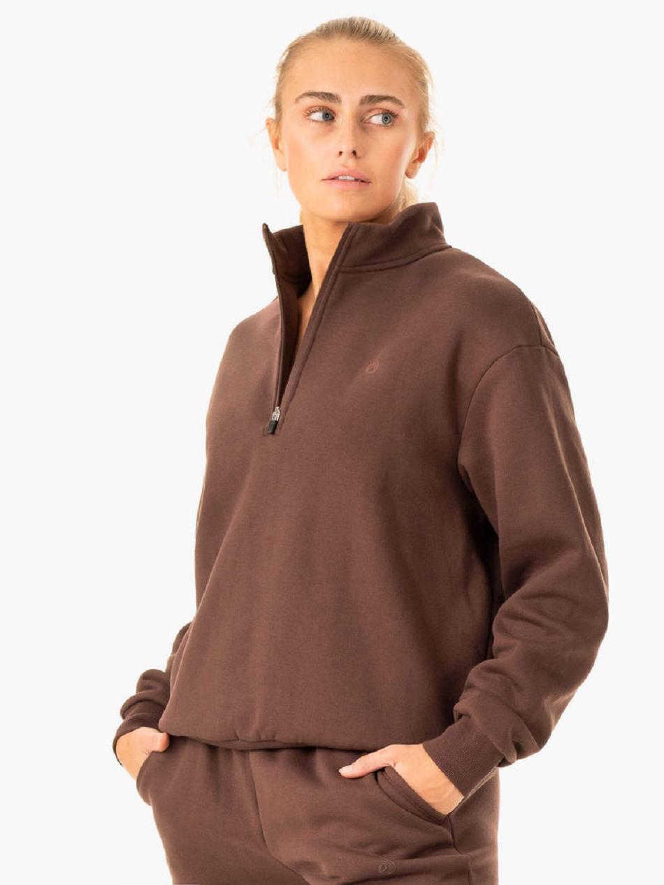 Chocolate Women's Ryderwear Restore Half Zip Sweater Trackset | 77JS93649