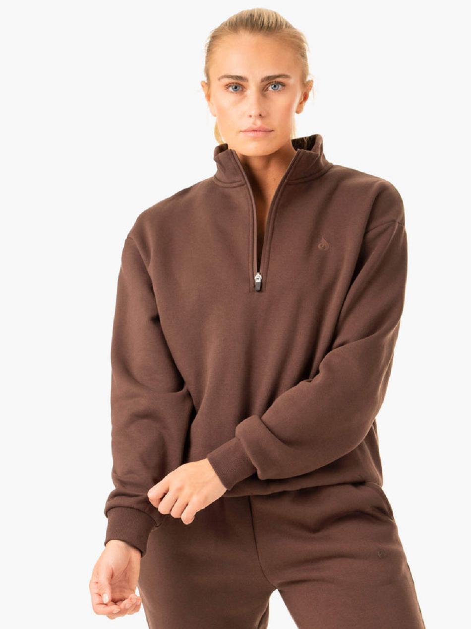 Chocolate Women's Ryderwear Restore Half Zip Sweater Trackset | 77JS93649