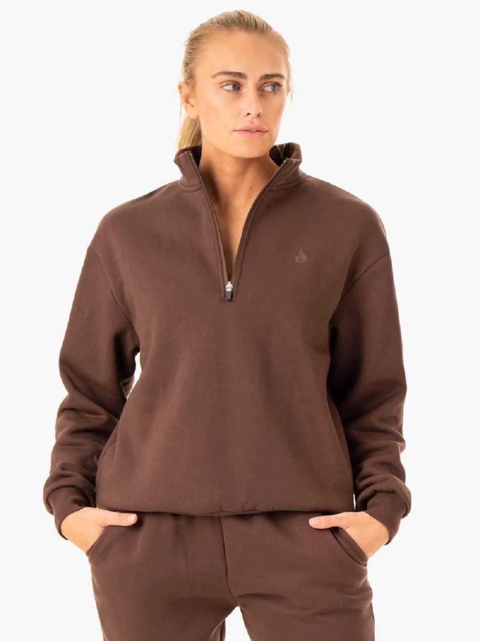 Chocolate Women\'s Ryderwear Restore Half Zip Sweater Trackset | 77JS93649