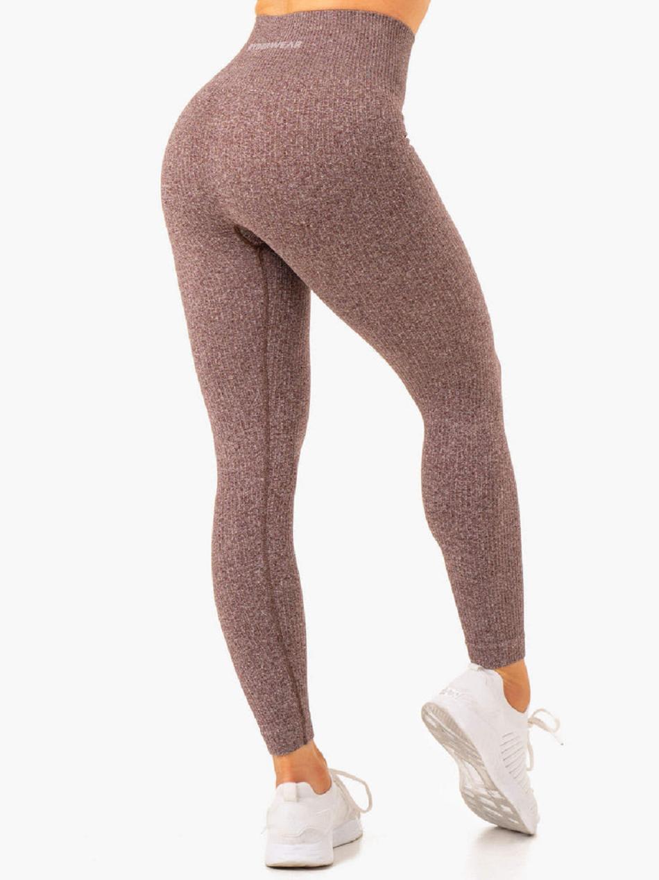 Chocolate Women's Ryderwear Rib Leggings Seamless | 107J98418