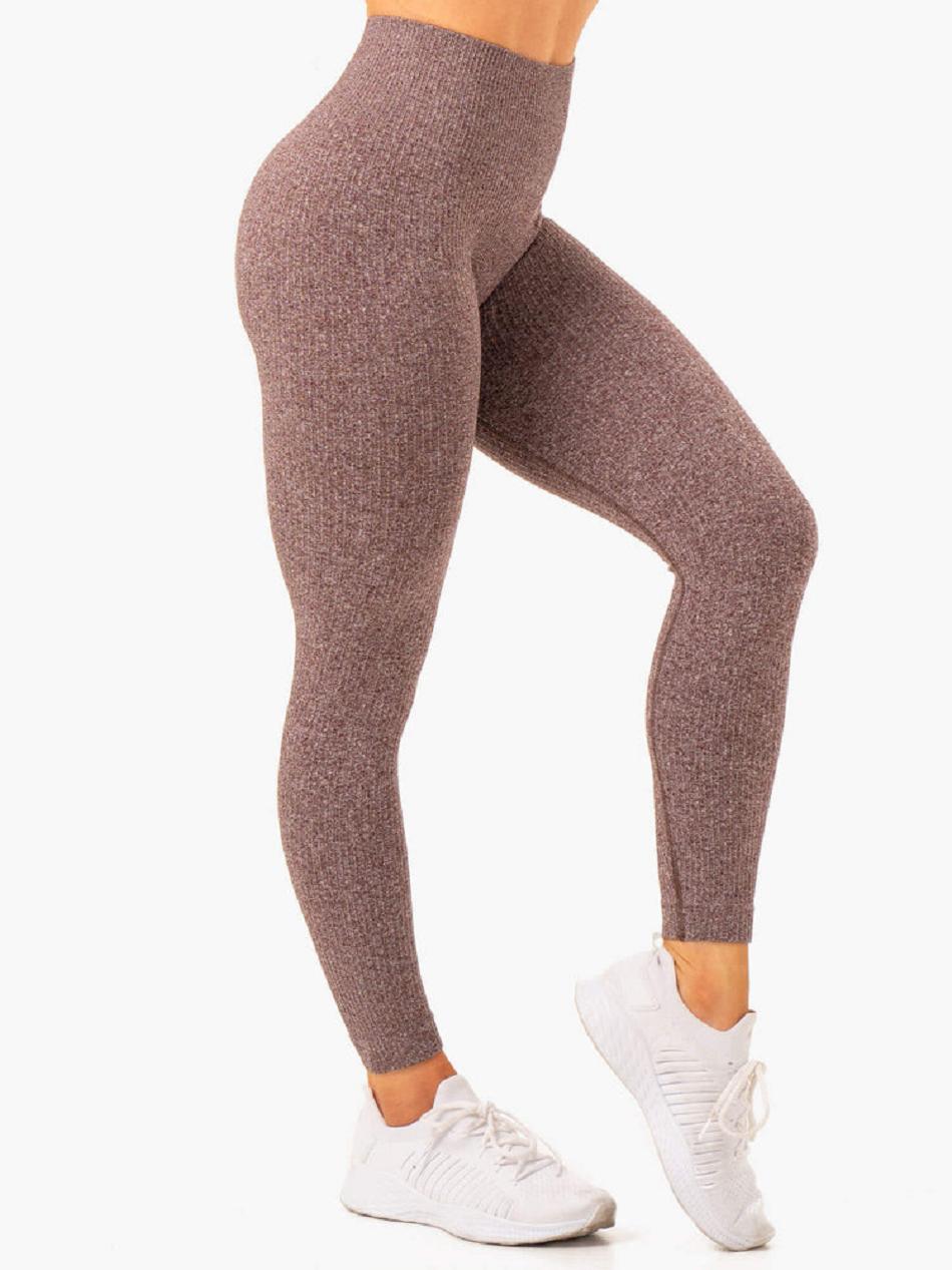 Chocolate Women's Ryderwear Rib Leggings Seamless | 107J98418