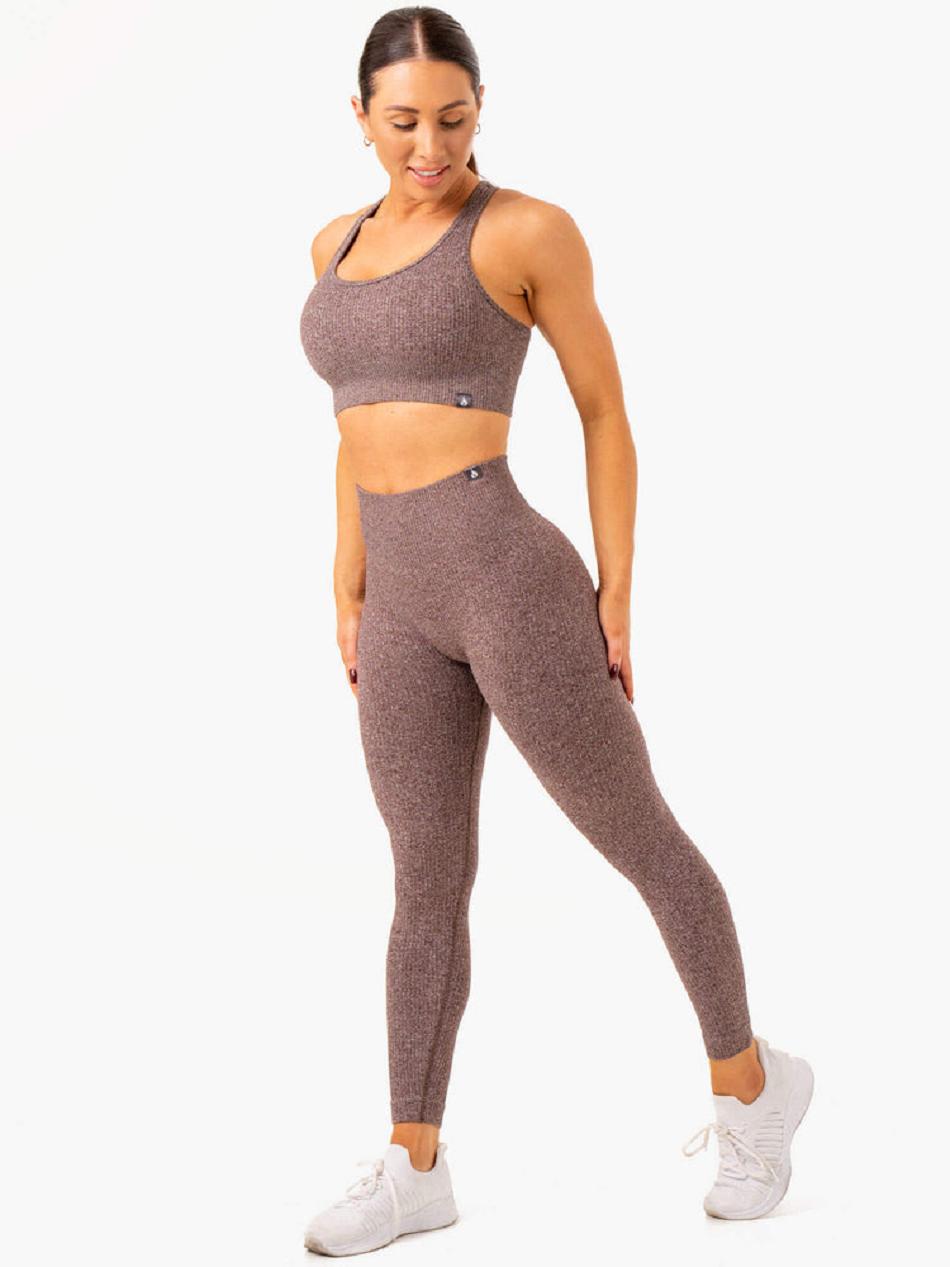 Chocolate Women's Ryderwear Rib Leggings Seamless | 107J98418