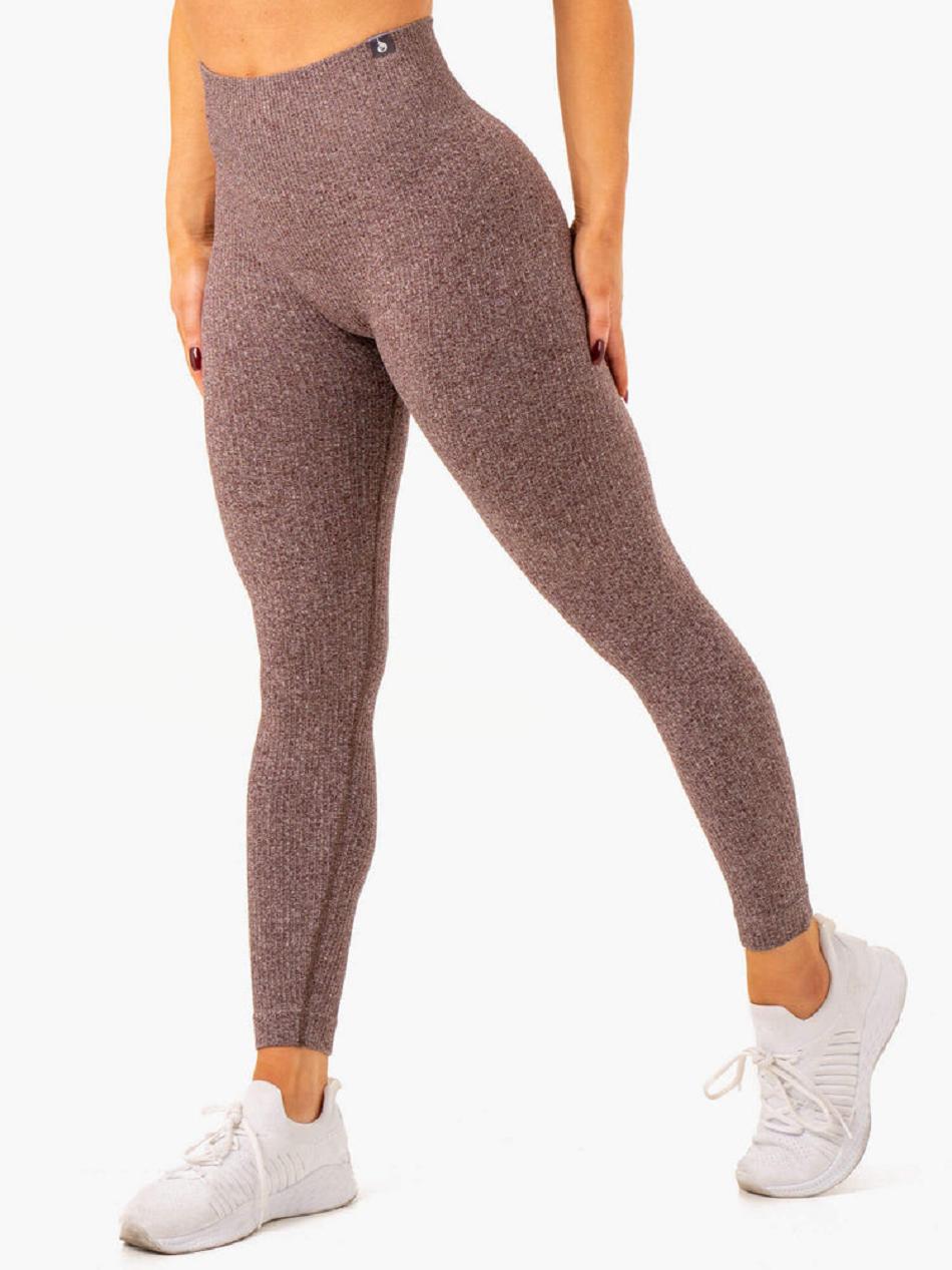 Chocolate Women\'s Ryderwear Rib Leggings Seamless | 107J98418