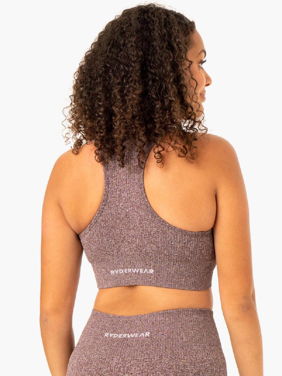 Chocolate Women's Ryderwear Rib Seamless Sports Bras | DF5320247