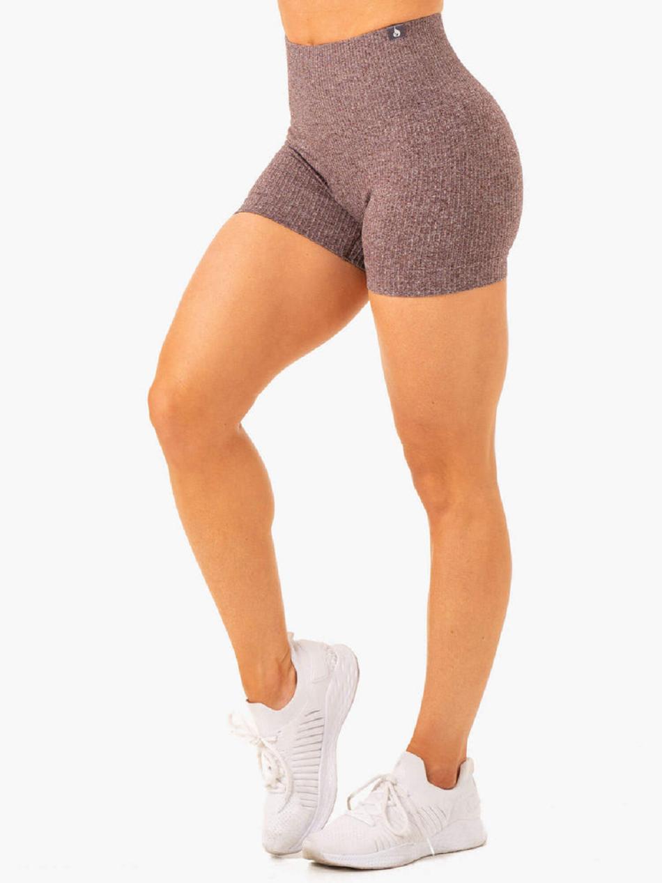 Chocolate Women's Ryderwear Rib Shorts Seamless | OKT27210