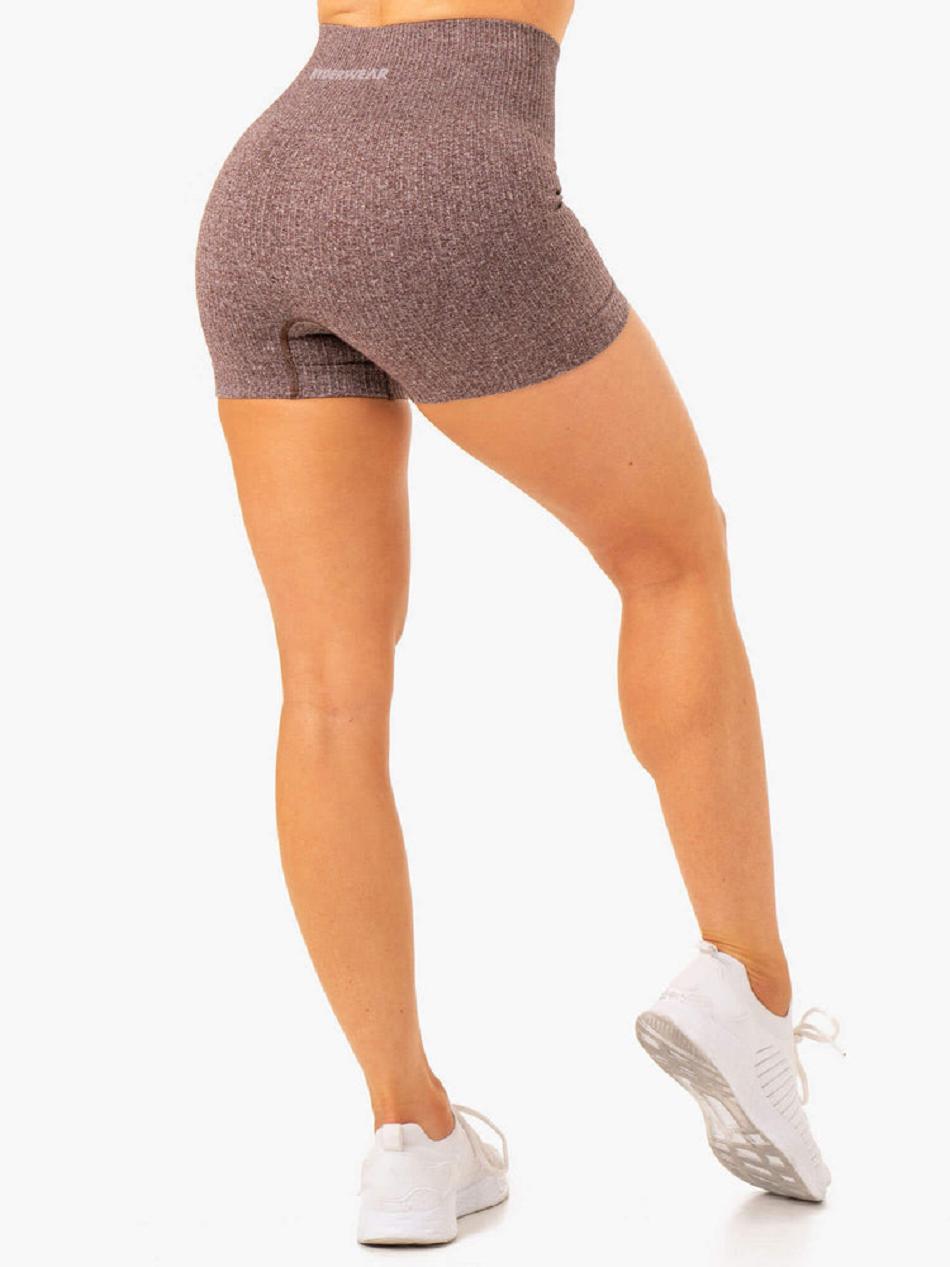 Chocolate Women's Ryderwear Rib Shorts Seamless | OKT27210