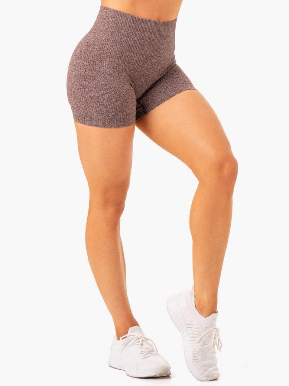 Chocolate Women's Ryderwear Rib Shorts Seamless | OKT27210