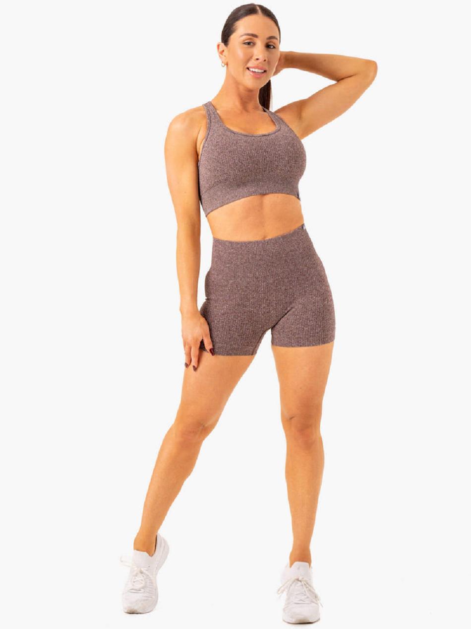 Chocolate Women's Ryderwear Rib Shorts Seamless | OKT27210