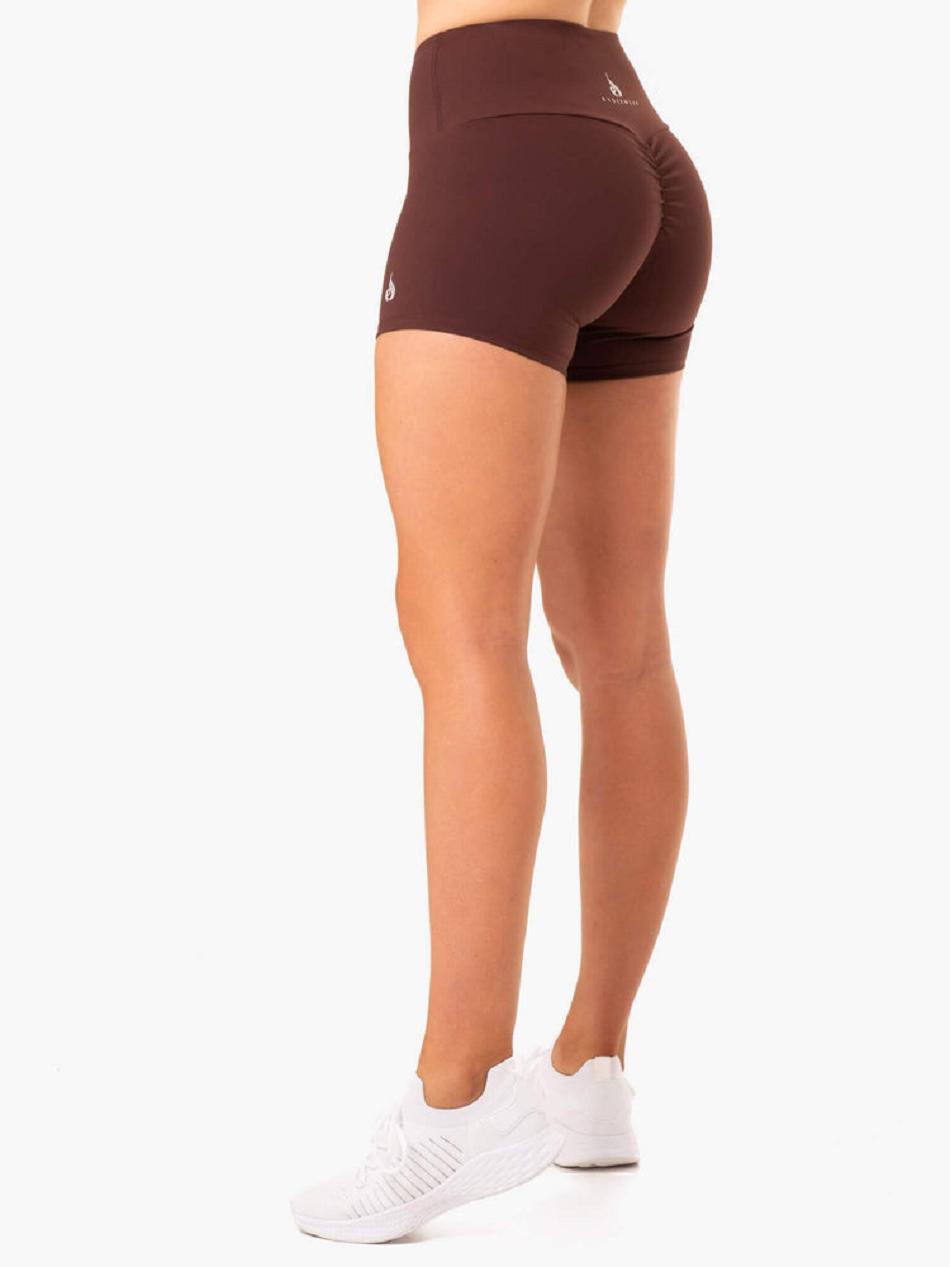 Chocolate Women's Ryderwear Staples Booty Shorts Scrunch Bum | 605Y81895