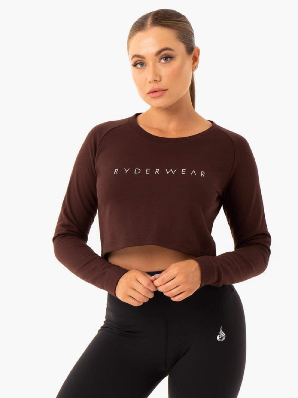 Chocolate Women's Ryderwear Staples Cropped Sweater Top | 59RW79481