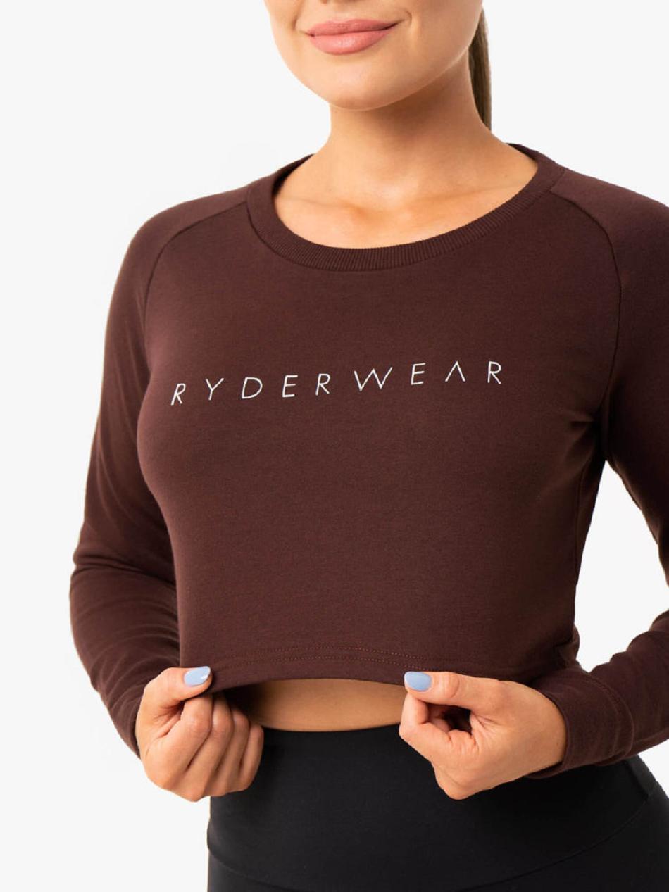 Chocolate Women's Ryderwear Staples Cropped Sweater Top | 59RW79481