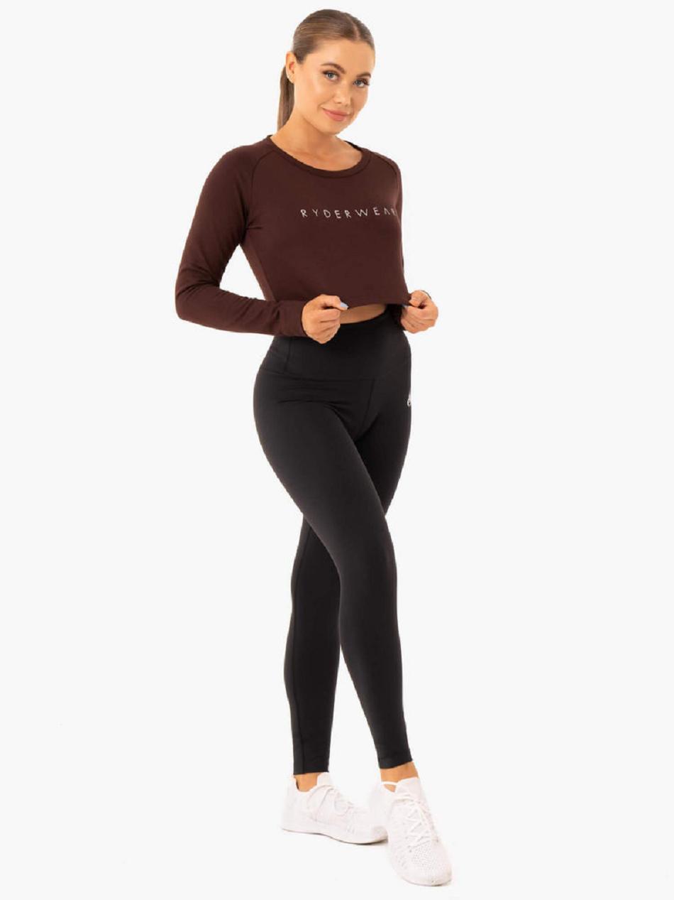 Chocolate Women's Ryderwear Staples Cropped Sweater Top | 59RW79481