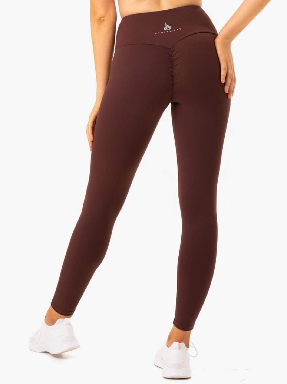 Chocolate Women's Ryderwear Staples Leggings Scrunch Bum | TNTY27339