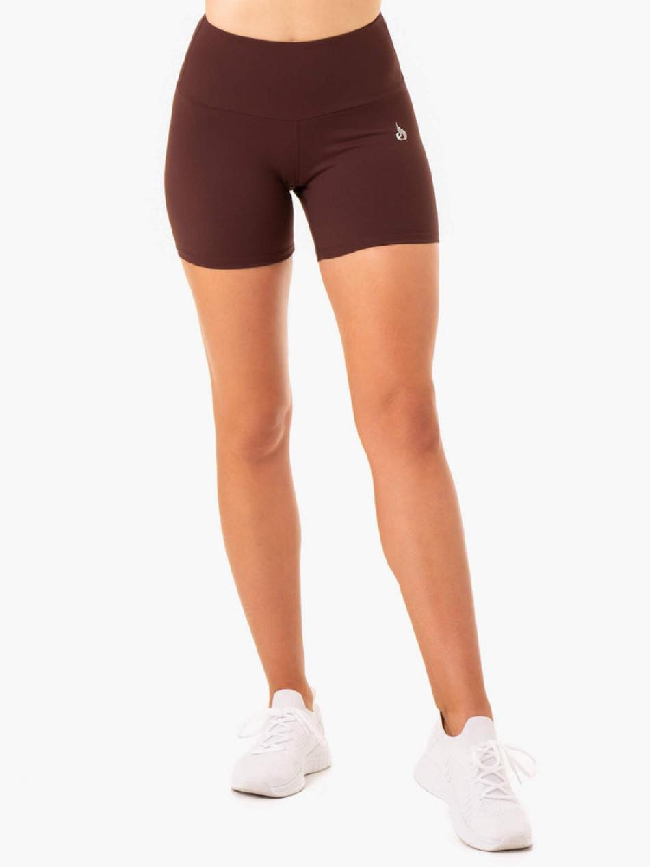 Chocolate Women's Ryderwear Staples Mid Length Shorts Scrunch Bum | FR4069255