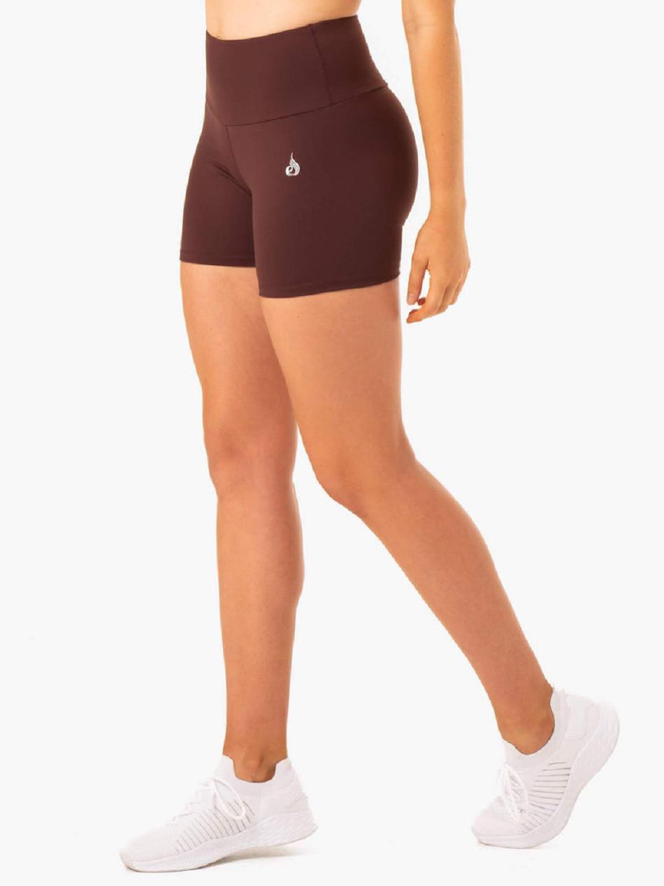 Chocolate Women's Ryderwear Staples Mid Length Shorts Scrunch Bum | FR4069255