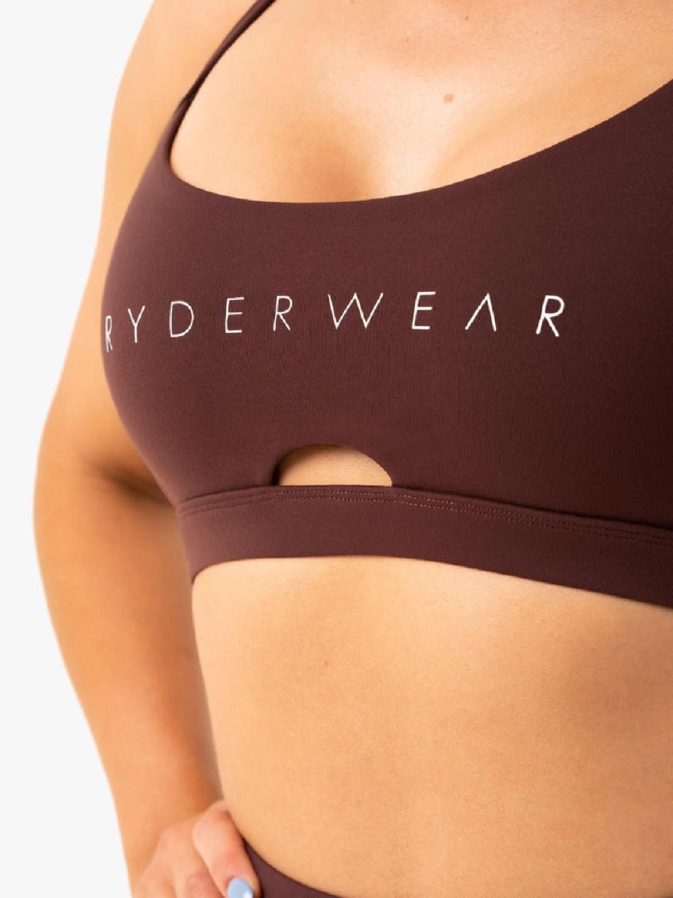 Chocolate Women's Ryderwear Staples Sports Bras | V8F93283