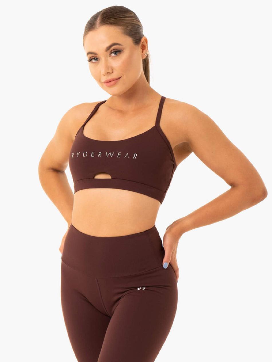 Chocolate Women's Ryderwear Staples Sports Bras | V8F93283