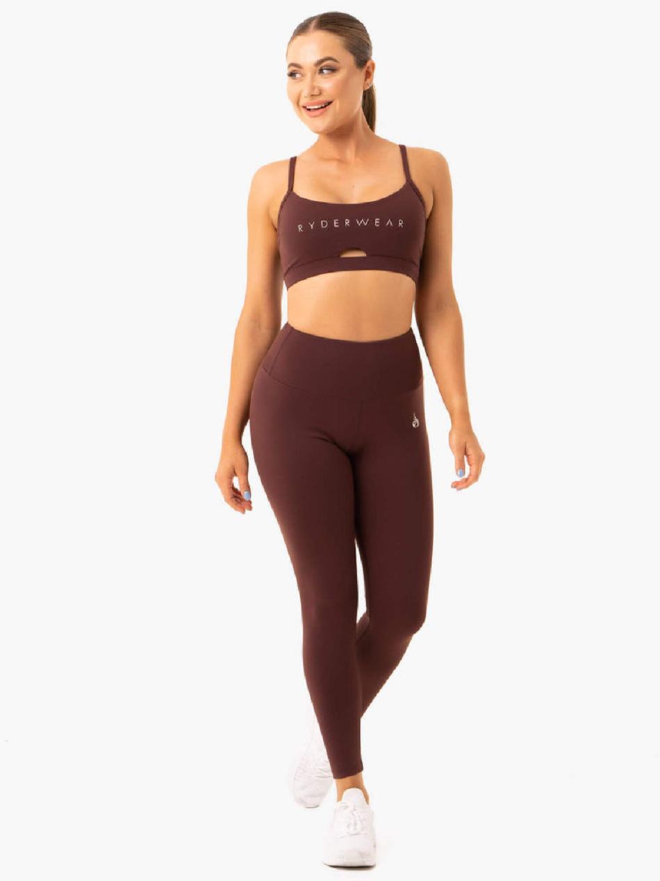 Chocolate Women's Ryderwear Staples Sports Bras | V8F93283