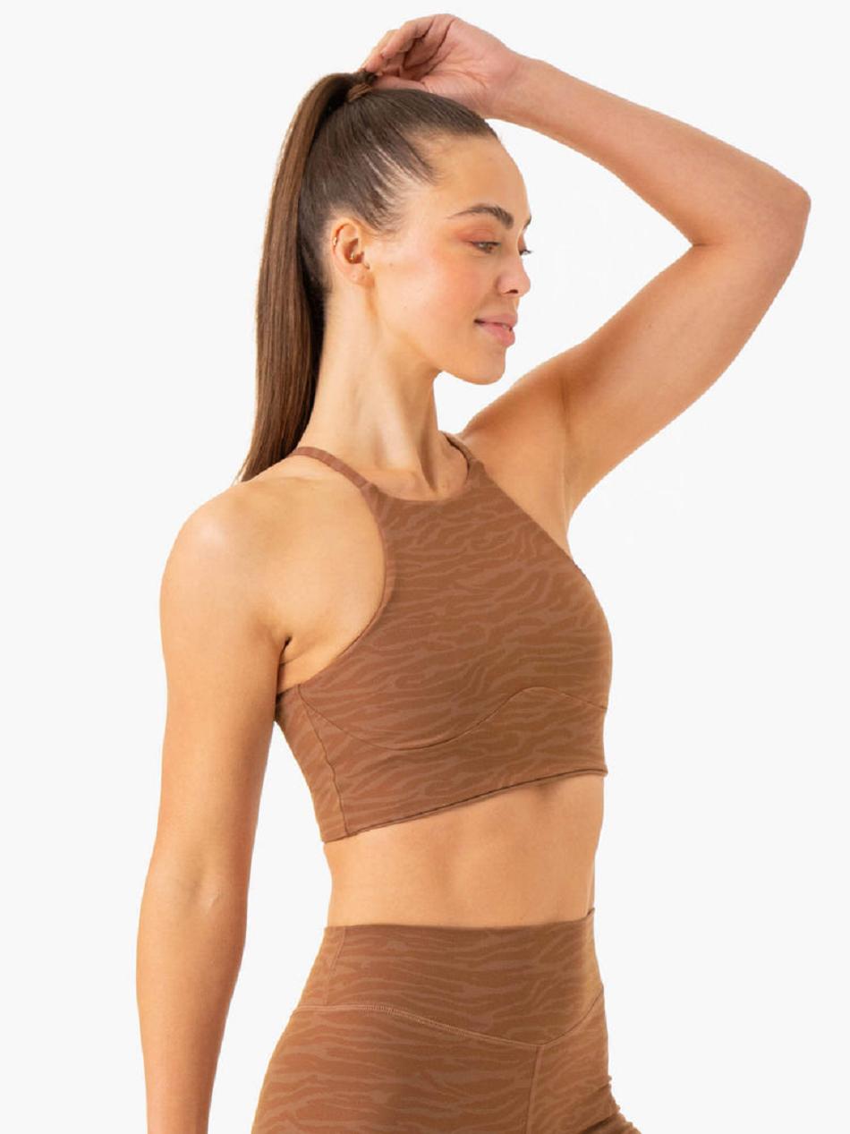 Chocolate Women's Ryderwear Transform Reversible Sports Crop Top | 70GA23164