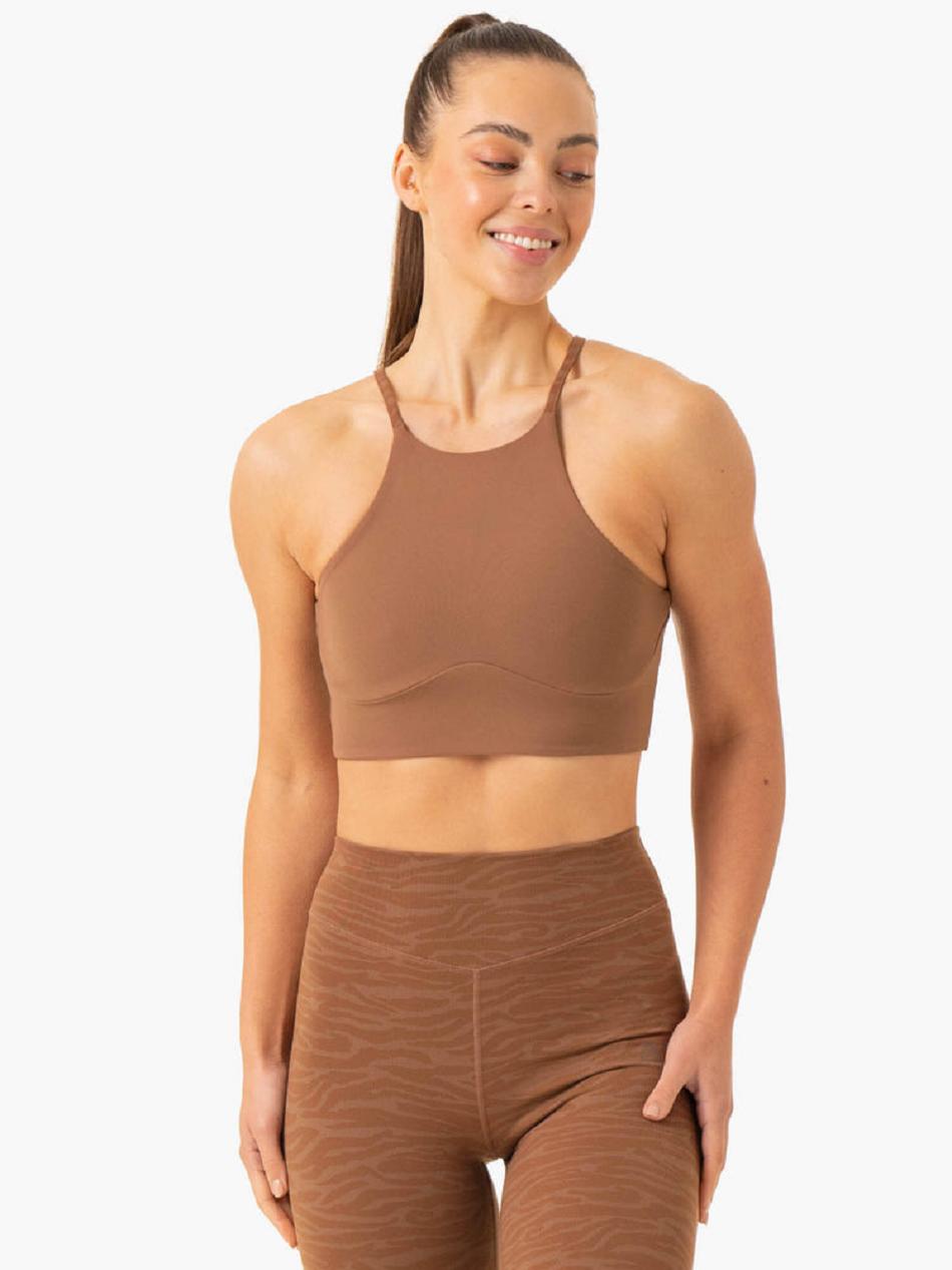 Chocolate Women's Ryderwear Transform Reversible Sports Crop Top | 70GA23164